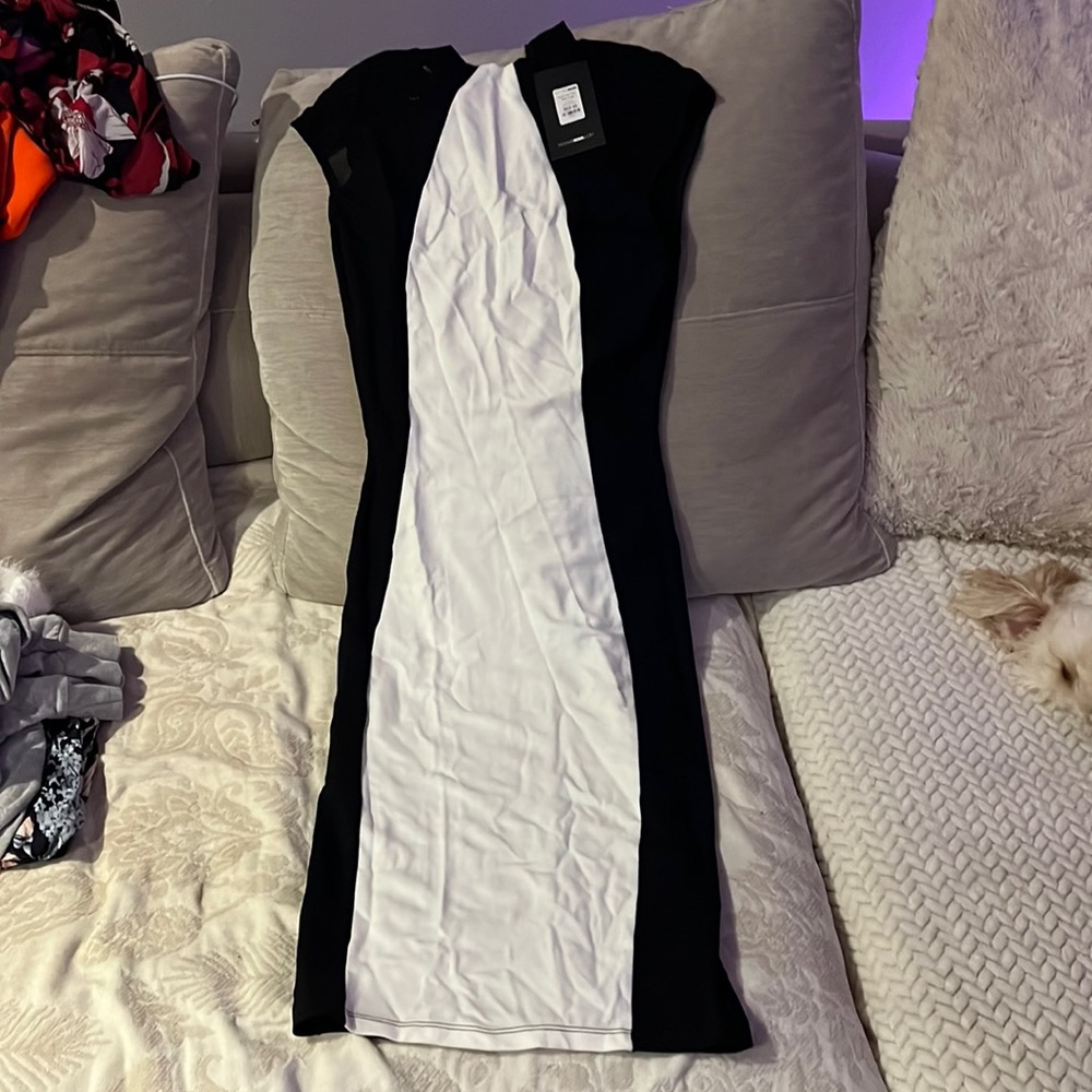 Black and white long dress
